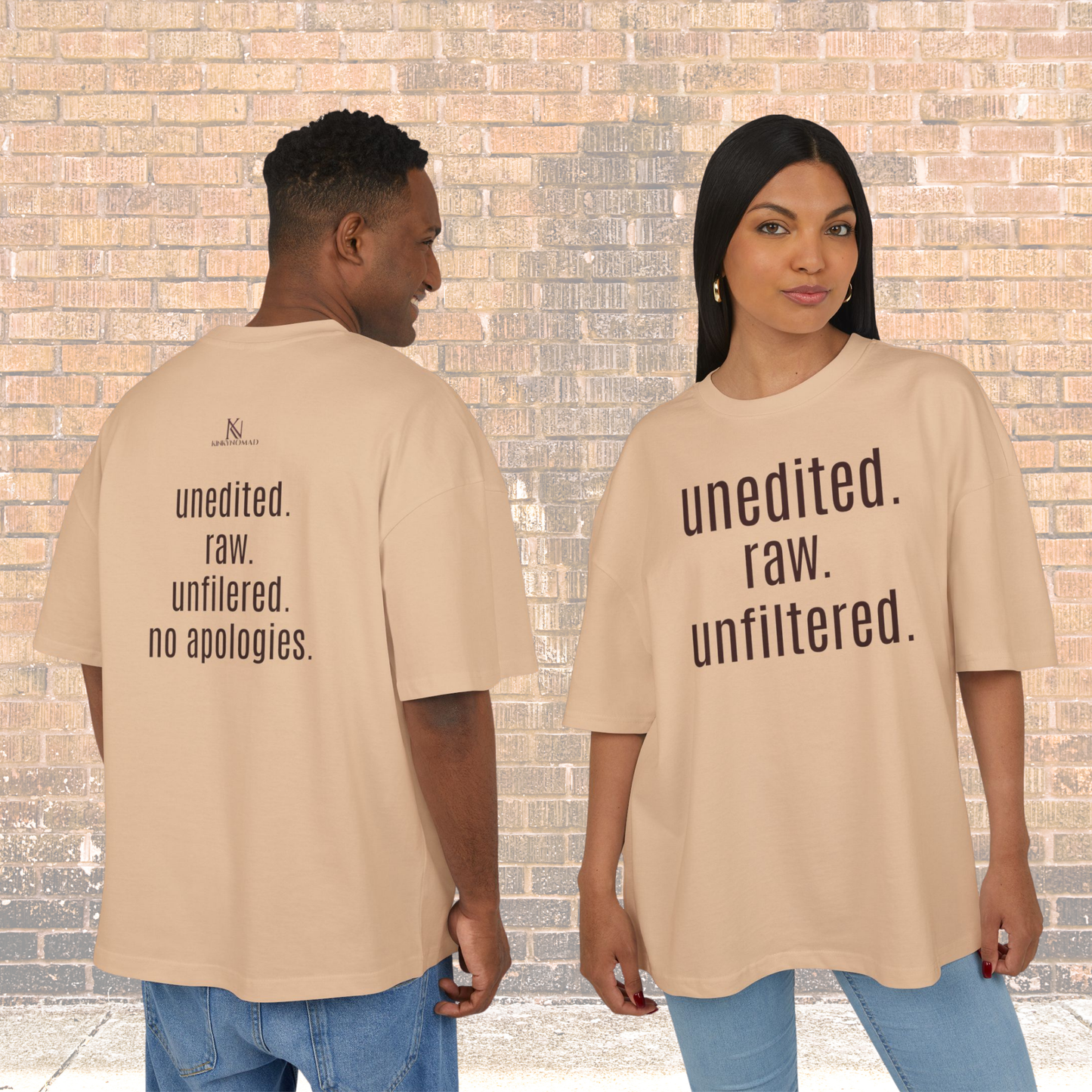 Unisex Heavy Cotton Box Tee – “unedited. raw. unfiltered.” Oversized Graphic T-Shirt