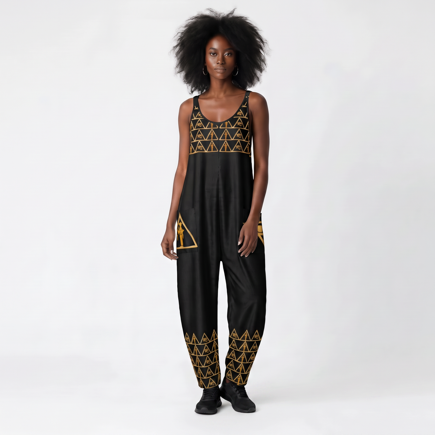 Isis V-Neck Jumpsuit | Kemet Series | Black & Gold | Kinky Nomad