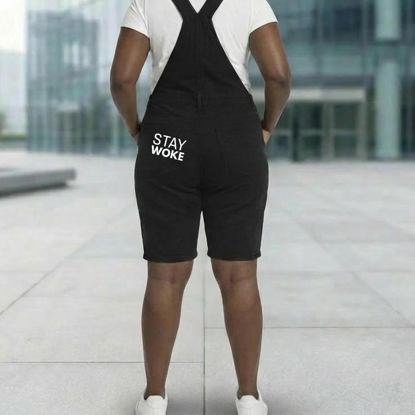 Unisex Streetwear Short Overalls | Graphic Casual Dungarees Shorts | Adjustable Strap Urban Jumpsuit