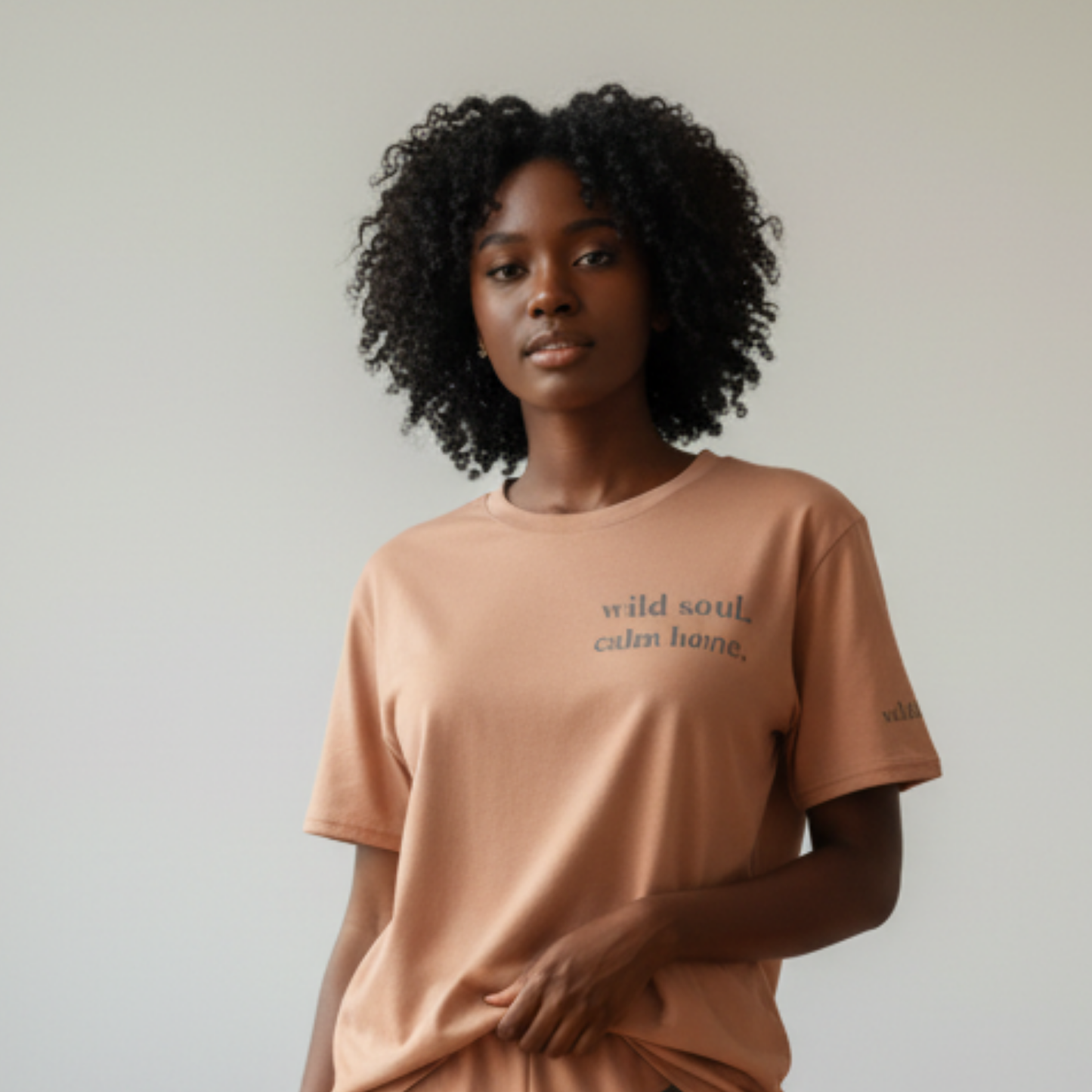 Wild Soul Calm Home Cotton T-Shirt | Earth-Tone Statement Tee