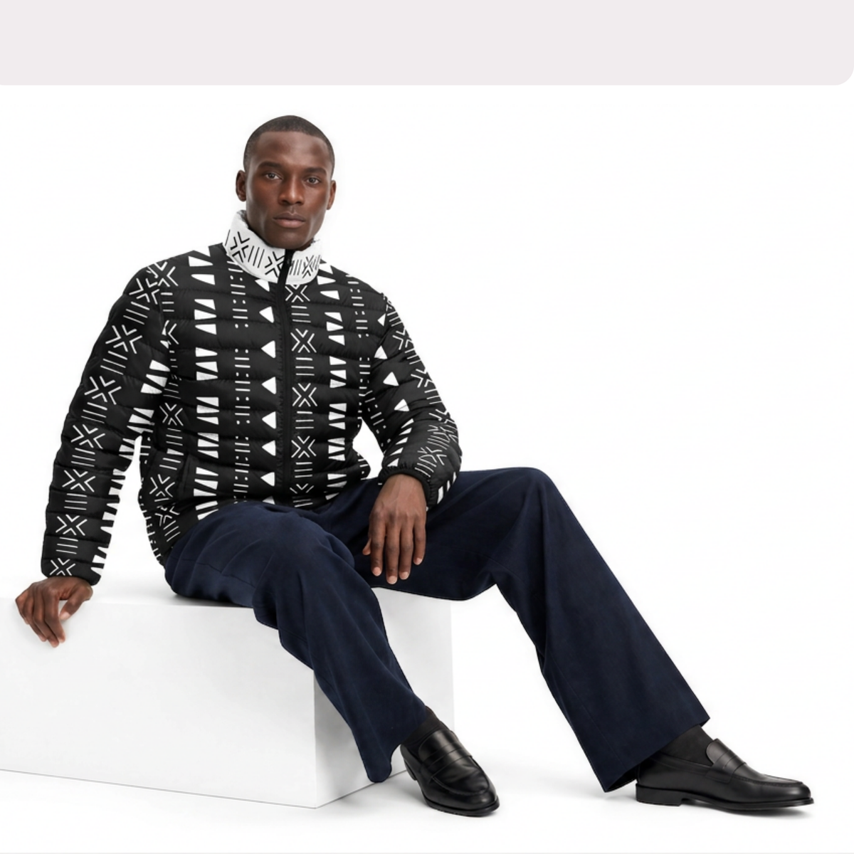 Bogolan Print Padded Jacket | Men's | Savanna Series | Kinky Nomad