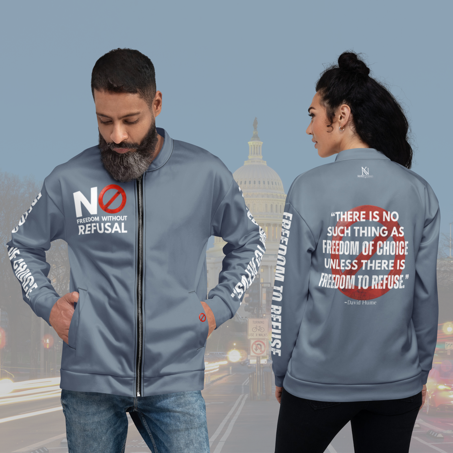 Freedom to Refuse Bomber Jacket – Unisex Empowerment Streetwear