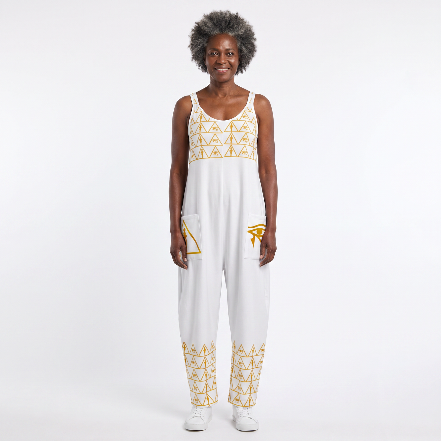 Isis V-Neck Jumpsuit | Kemet Series | Black & White | Kinky Nomad