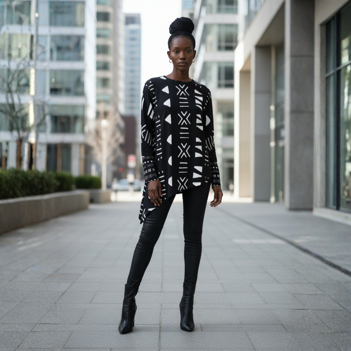 Mud Cloth PRINT Asymmetric Top | Savanna Series | Women's | Kinky Nomad