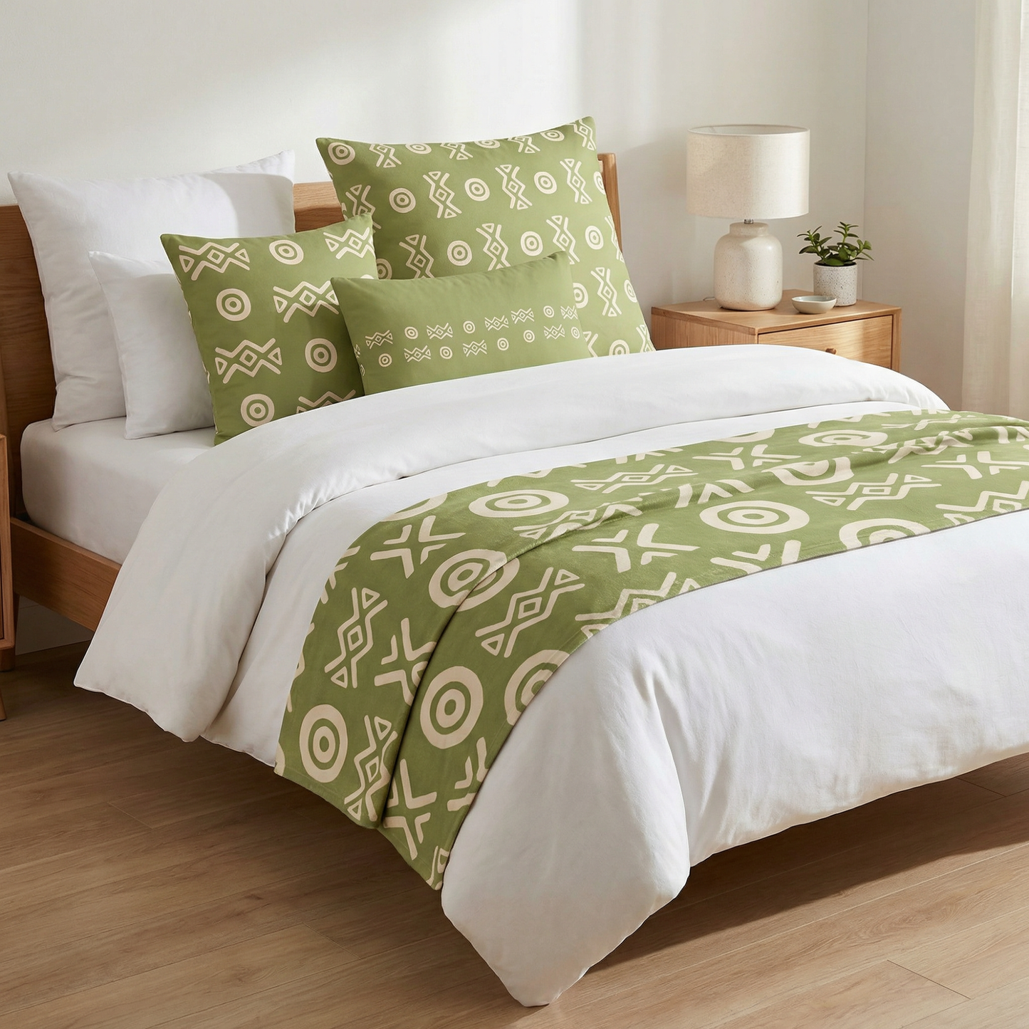 Savannah Moss Throw Blanket | African-Inspired Green Home Decor | Kinky Nomad