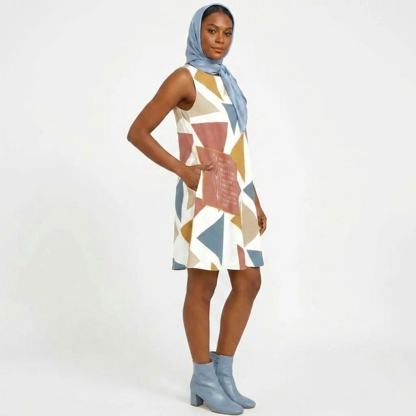 Born Herself A-Line Dress – Inspirational Atticus Quote Sleeveless Geometric Dress