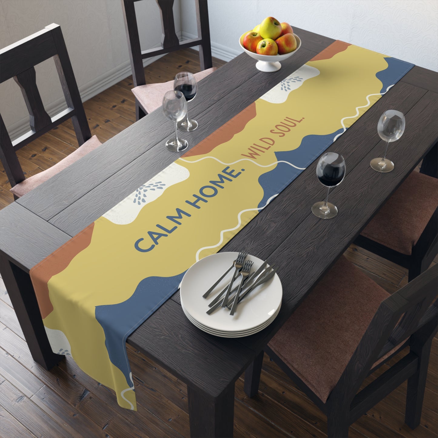 Table Runner – Abundance, Connection, Calm Home Wild Soul, Gratitude | Cotton Twill & Polyester | 2 Sizes