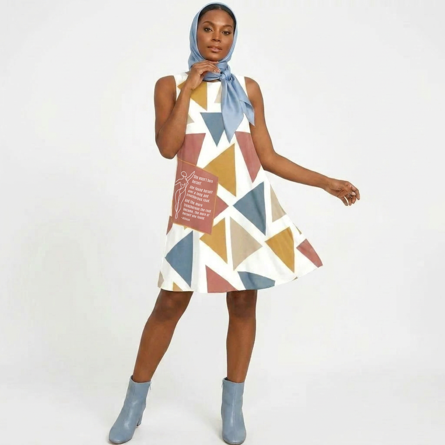 Born Herself A-Line Dress – Inspirational Atticus Quote Sleeveless Geometric Dress