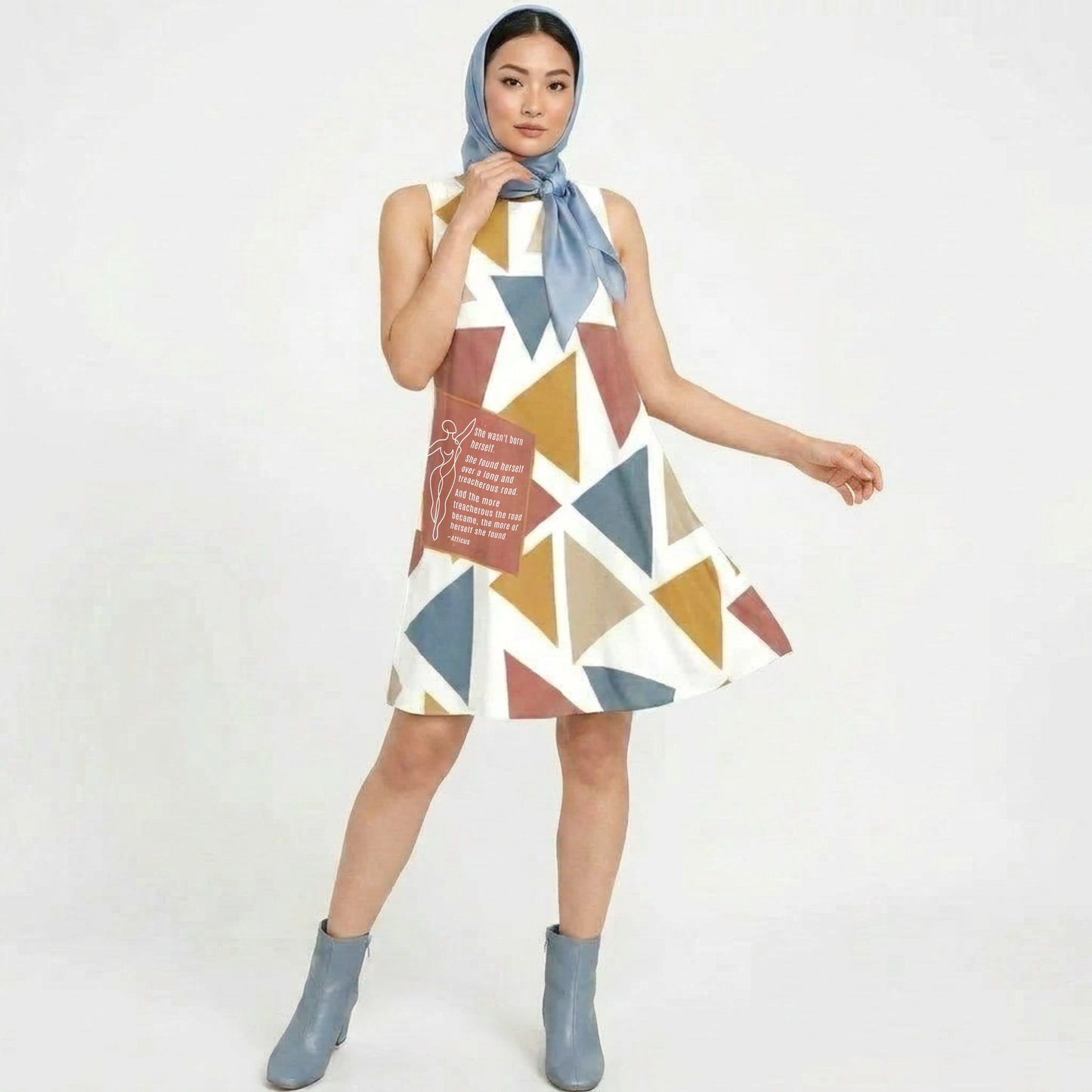 Born Herself A-Line Dress – Inspirational Atticus Quote Sleeveless Geometric Dress
