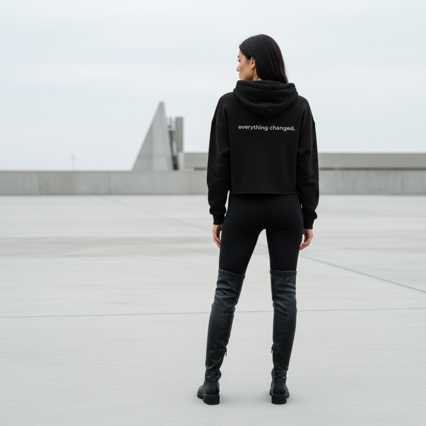 Her Power Cropped Hoodie – “Everything Changed” Statement Sweatshirt by Kinky Nomad