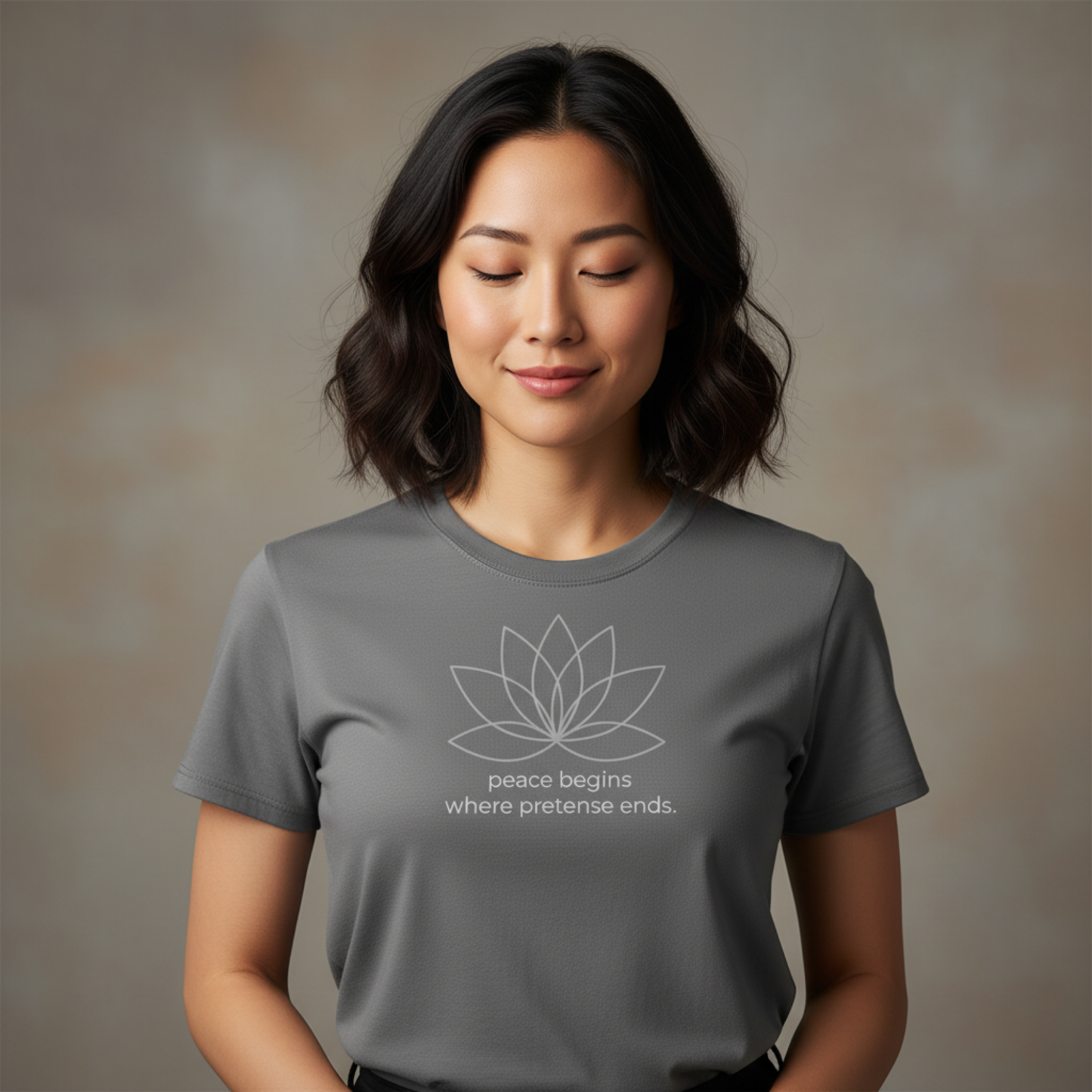 Peace Begins Where Pretense Ends Cotton T-Shirt | Minimal Lotus Tee