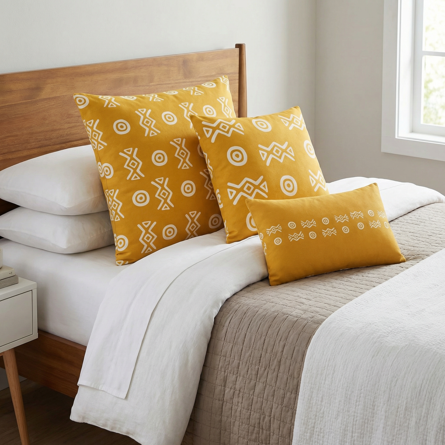 Savanna Gold African Pattern Throw Pillows | 22x22, 18x18 & Lumbar