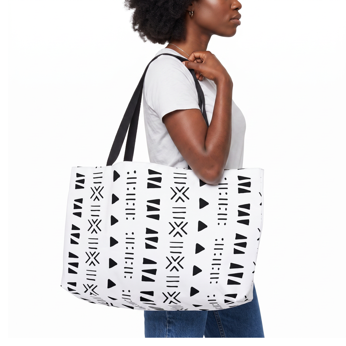 Weekender Tote Bag | Aya Bogolan Ghana Eye of Horus | Kinky Nomad