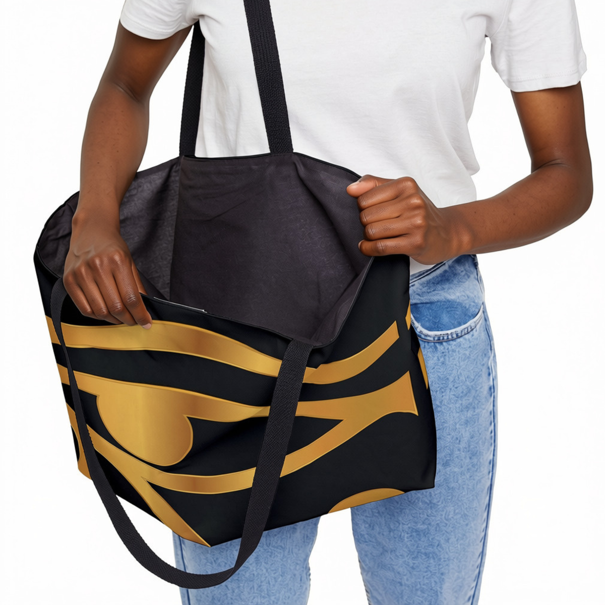 Weekender Tote Bag | Aya Bogolan Ghana Eye of Horus | Kinky Nomad