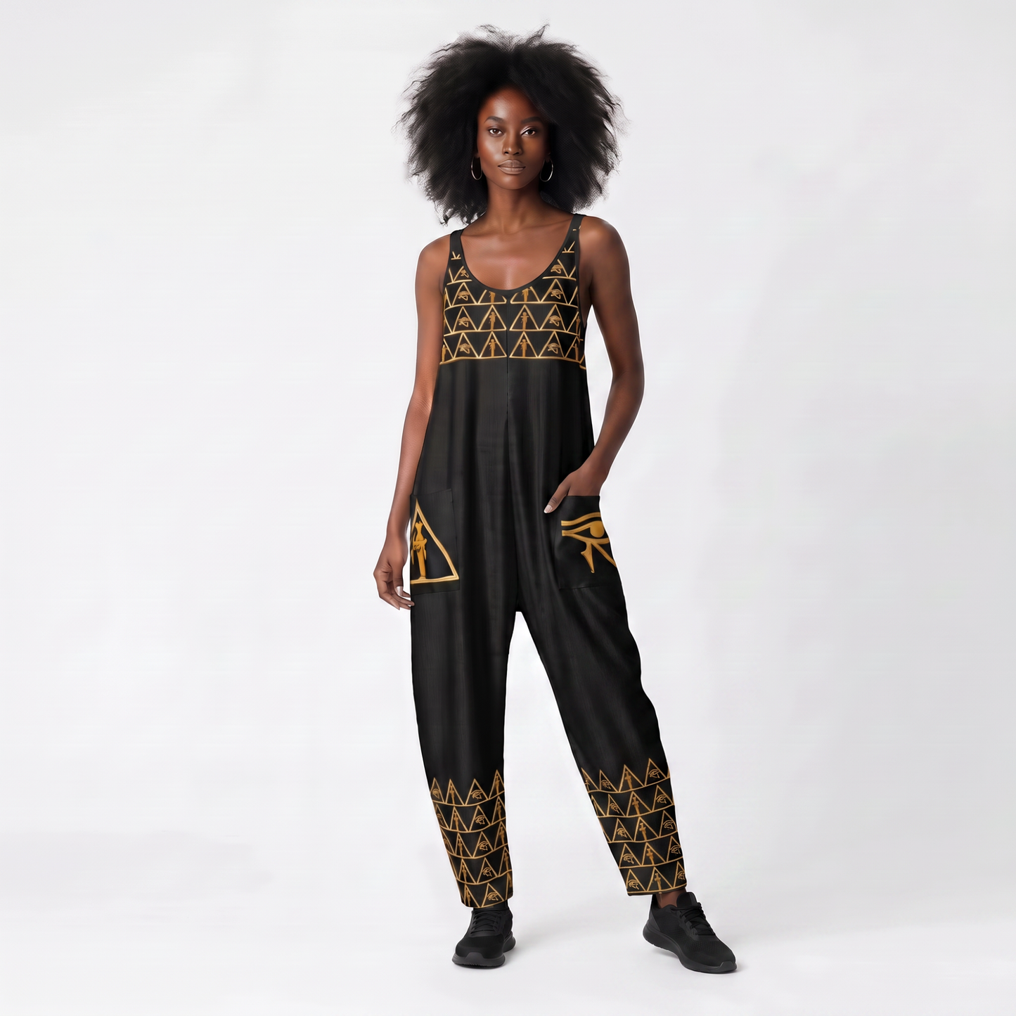 Isis V-Neck Jumpsuit | Kemet Series | Black & Gold | Kinky Nomad