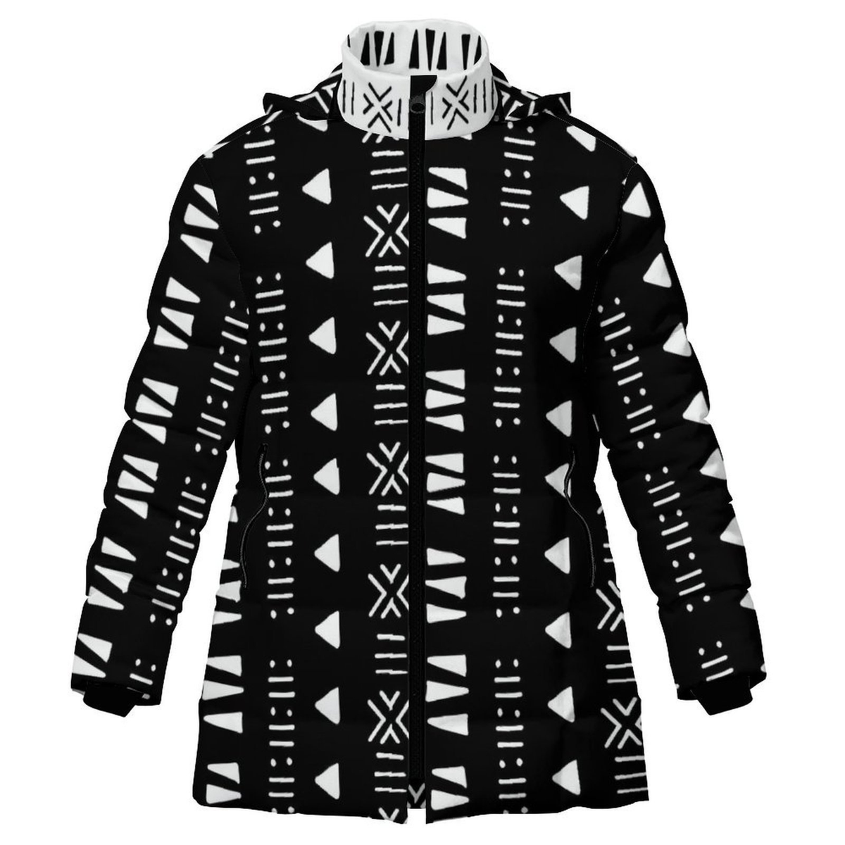 Bogolan Print Puffer Coat | Women's | Savanna Series | Kinky Nomad
