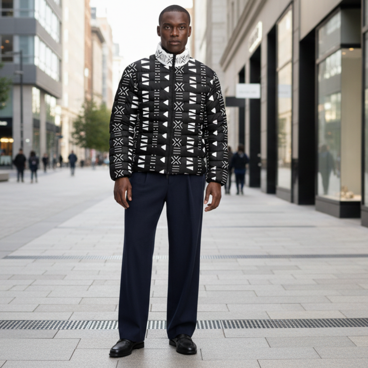 Bogolan Print Padded Jacket | Men's | Savanna Series | Kinky Nomad