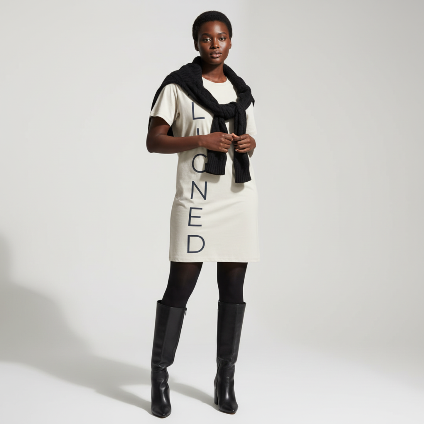 Aligned T-Shirt Dress | Minimalist Statement Dress for Everyday Balance