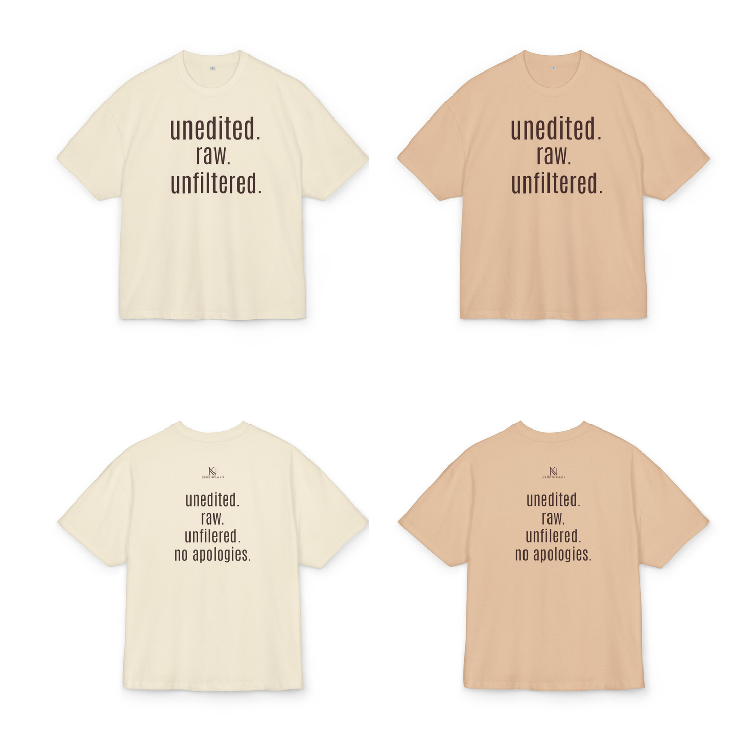 Unisex Heavy Cotton Box Tee – “unedited. raw. unfiltered.” Oversized Graphic T-Shirt