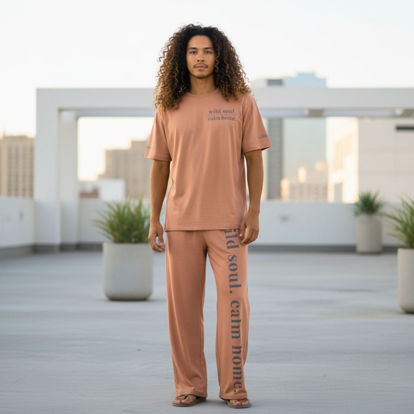 Wild Soul, Calm Home SoftStyles Set | Unisex T-Shirt & Wide-Leg Pant Matching Set