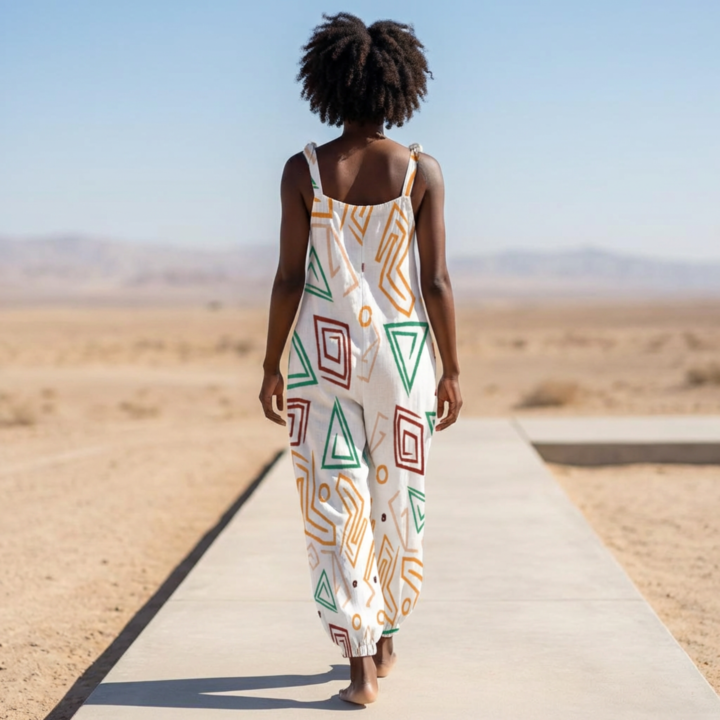 Let's Dance Casual Baggy Jumpsuit for Women – Boho Loose Overall with Bow Strap