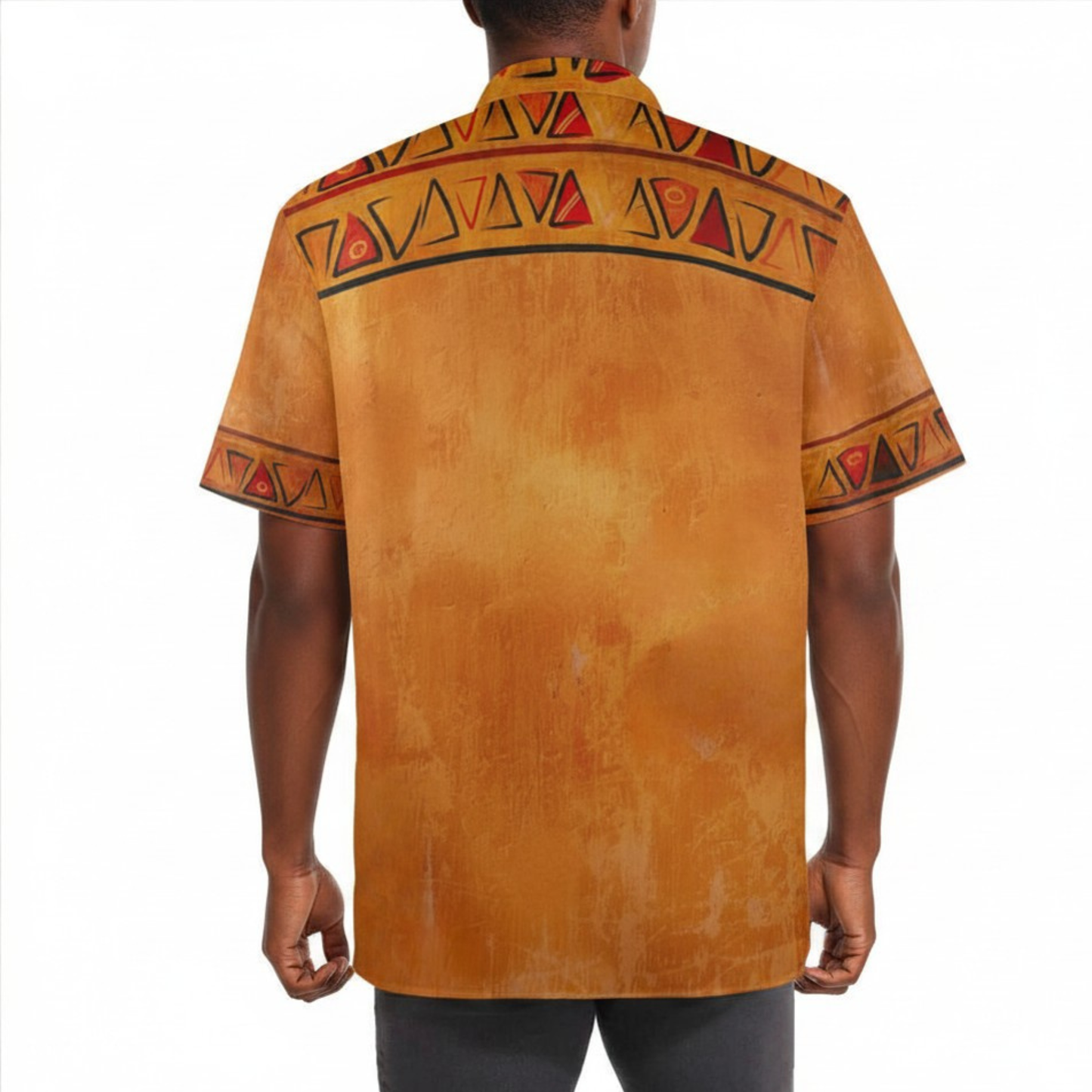 Stand Up Collar Shirt | Osiris Gold Print Ghana Ground | Kinky Nomad