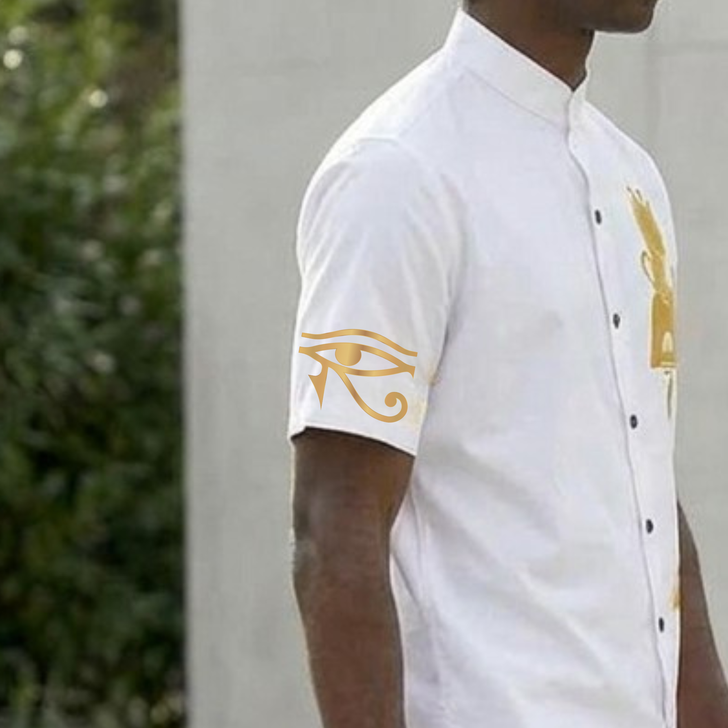 Stand Up Collar Shirt | Osiris Gold Print | Kemet Series | Kinky Nomad
