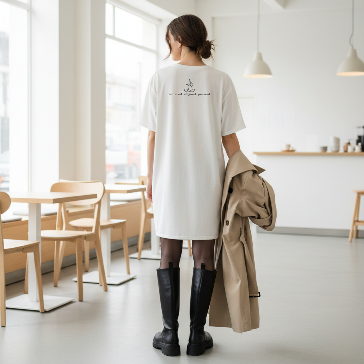Aligned T-Shirt Dress | Minimalist Statement Dress for Everyday Balance
