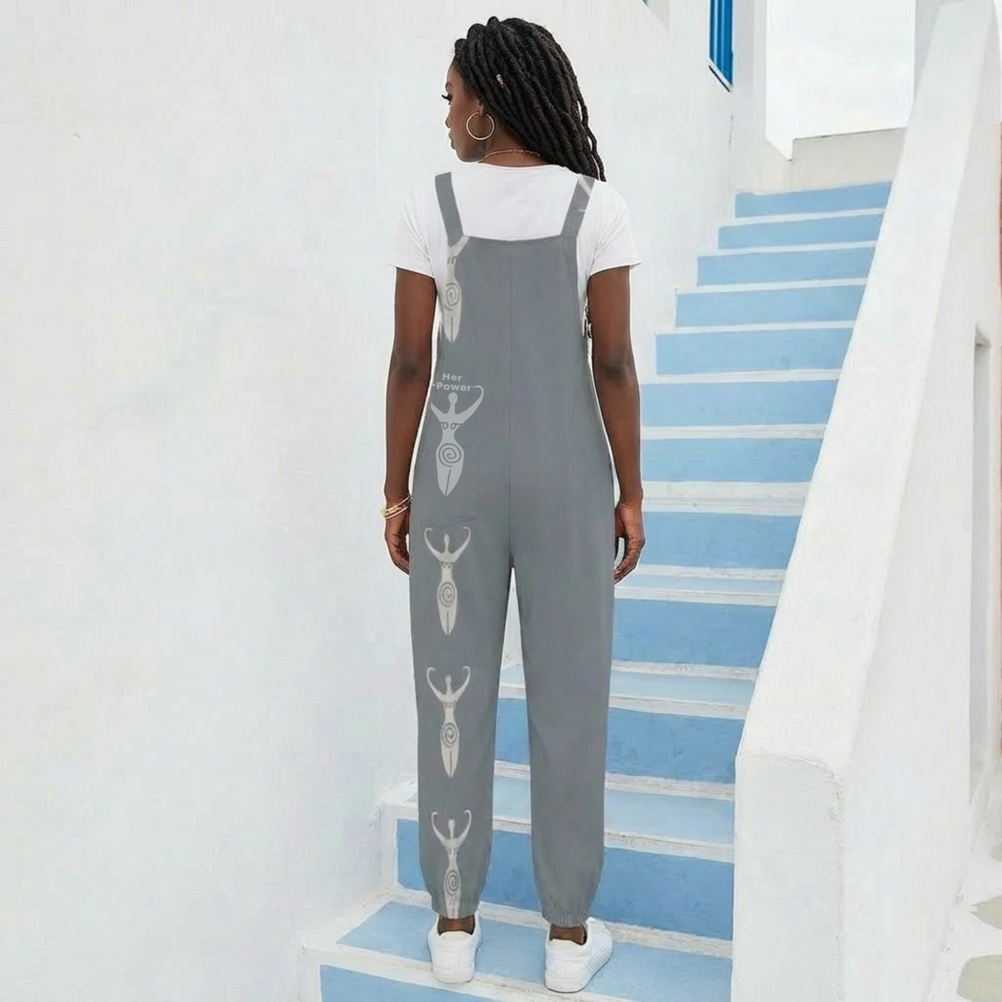 Casual Baggy Jumpsuit for Women – Boho Loose Fit Overall with Bow Strap