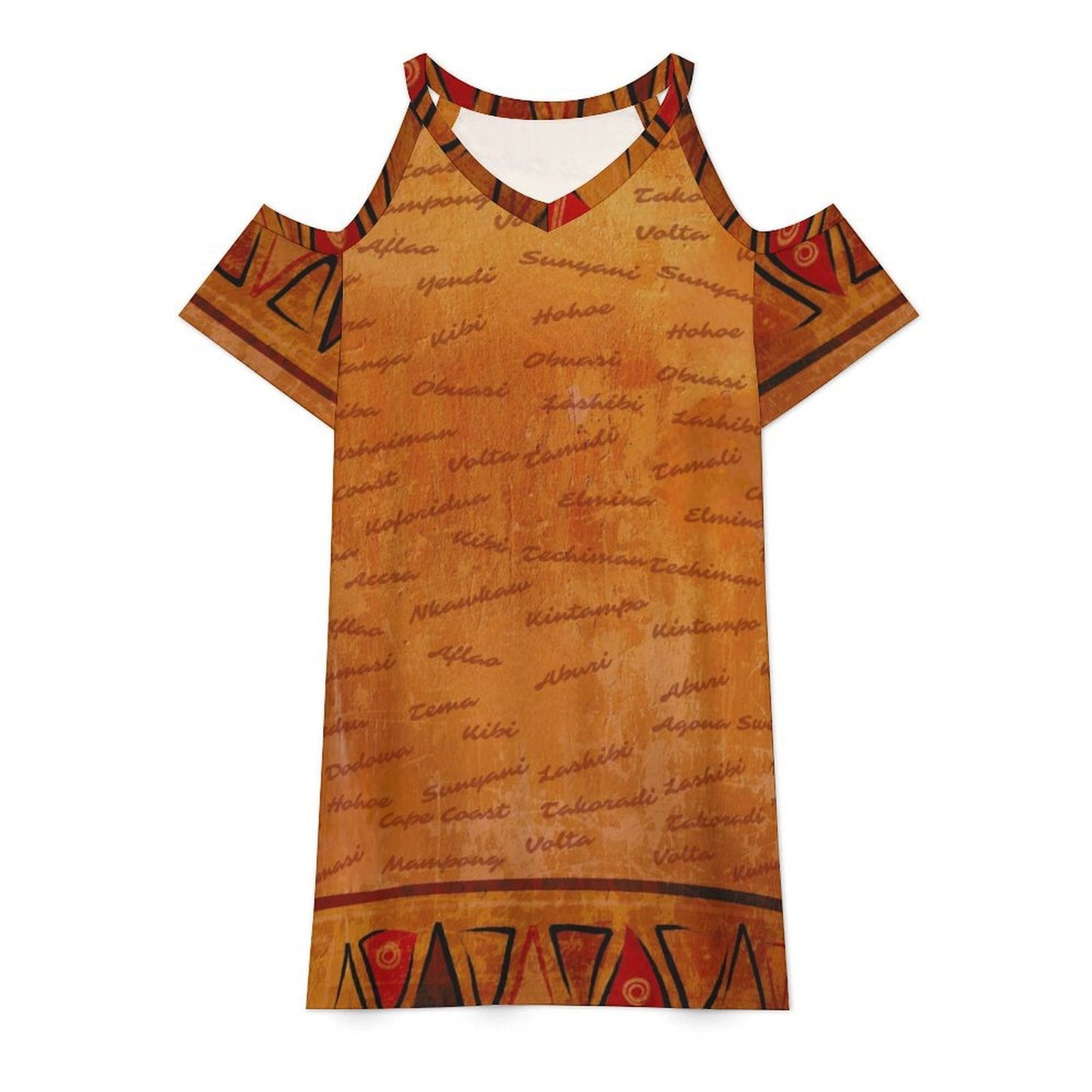 Ghana Inspired African Print Cold Shoulder Dress | Kinky Nomad