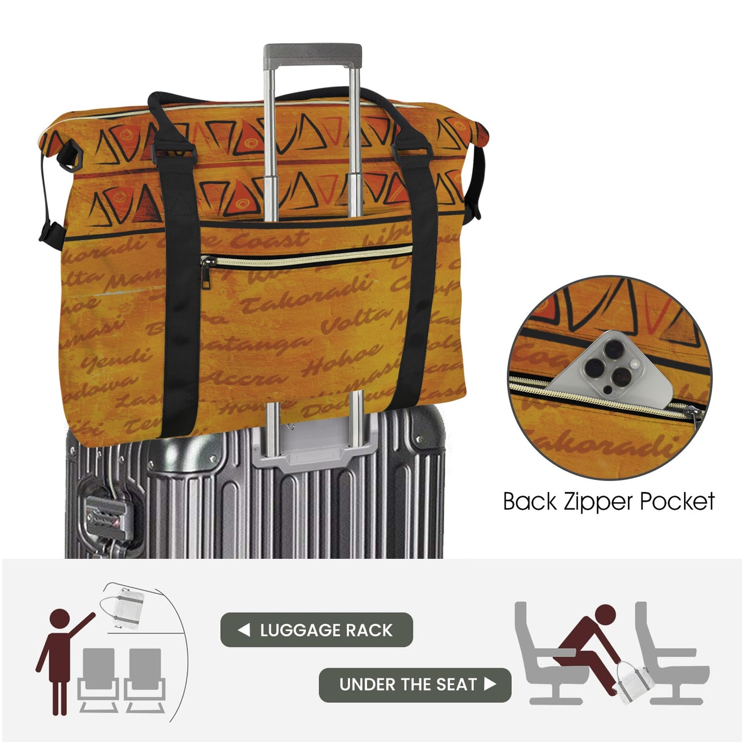 Ghana Print Duffle Bag | African Print Travel Bag | Kinky Nomad