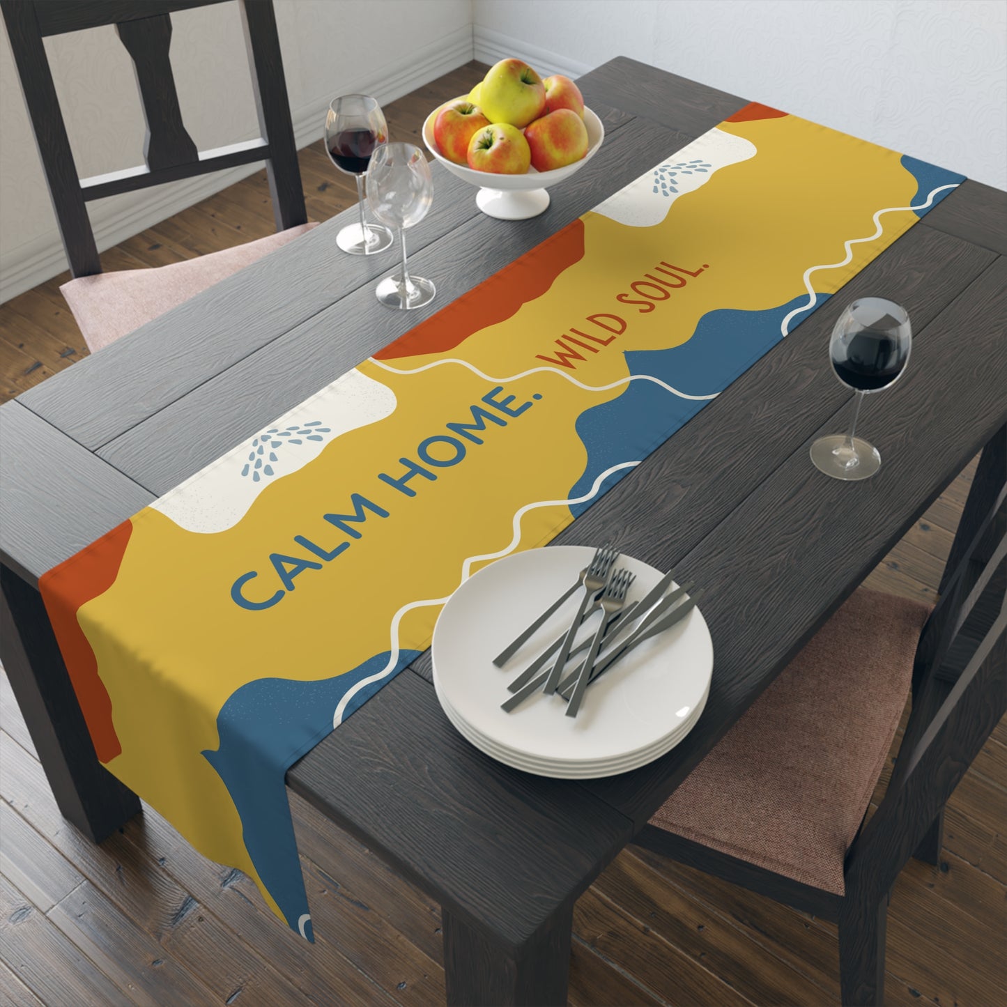 Table Runner – Abundance, Connection, Calm Home Wild Soul, Gratitude | Cotton Twill & Polyester | 2 Sizes