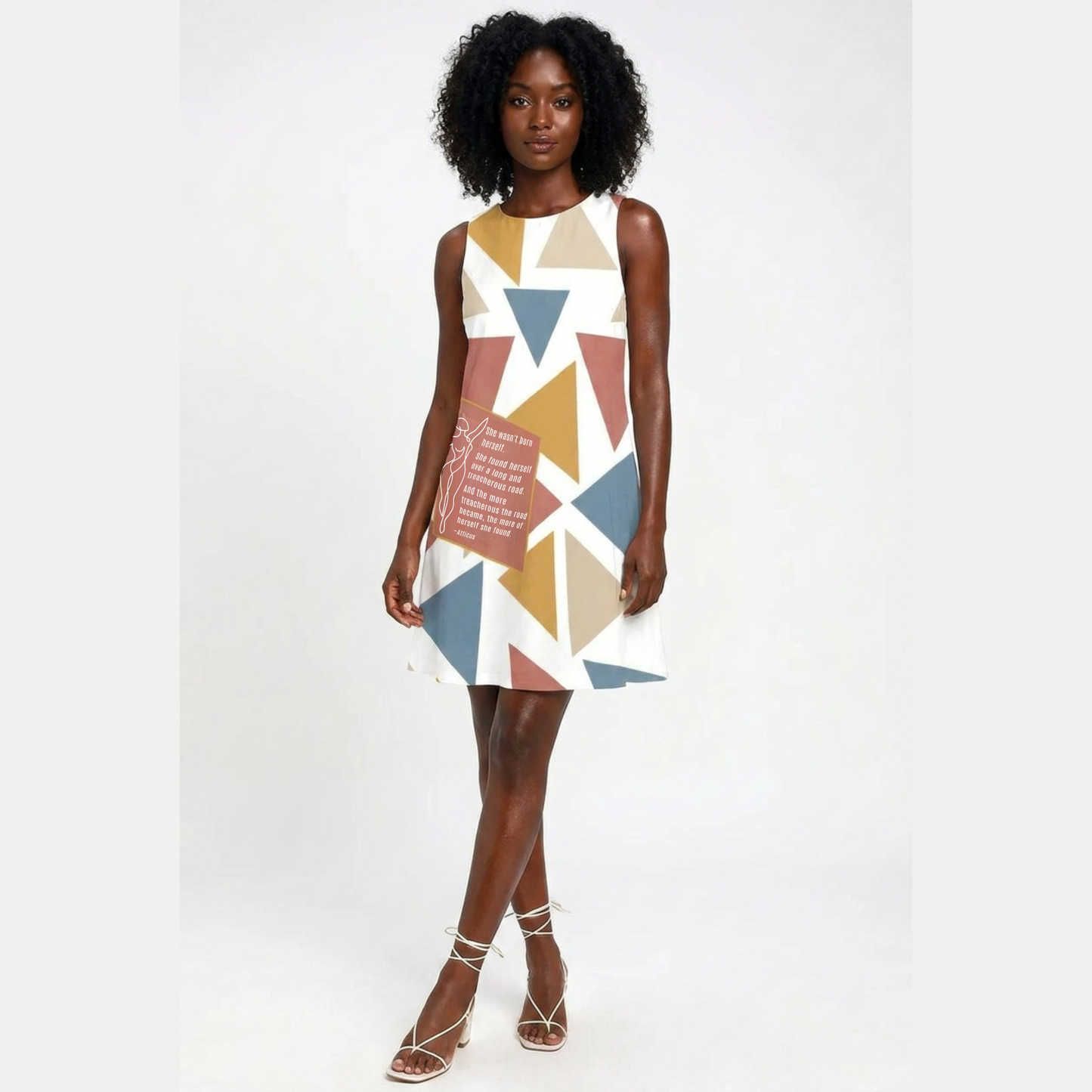 Born Herself A-Line Dress – Inspirational Atticus Quote Sleeveless Geometric Dress