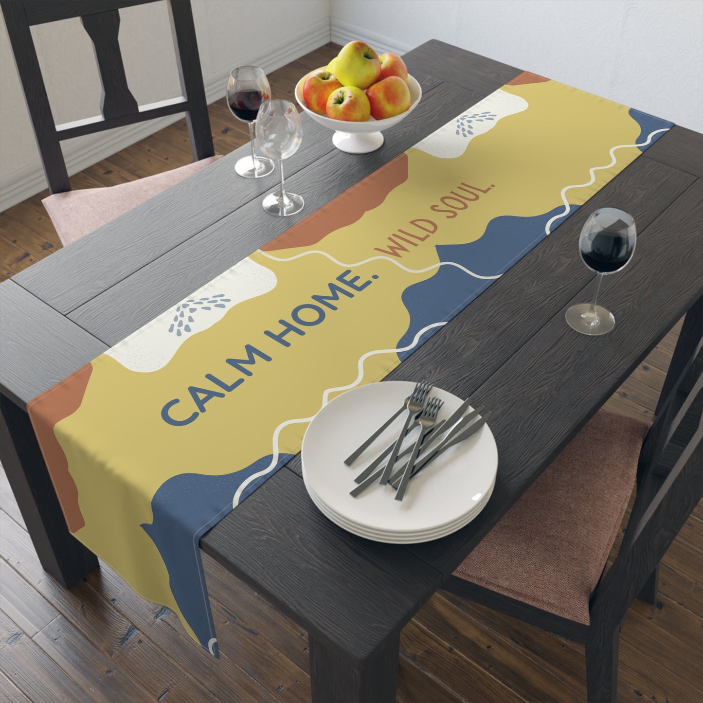 Table Runner – Abundance, Connection, Calm Home Wild Soul, Gratitude | Cotton Twill & Polyester | 2 Sizes