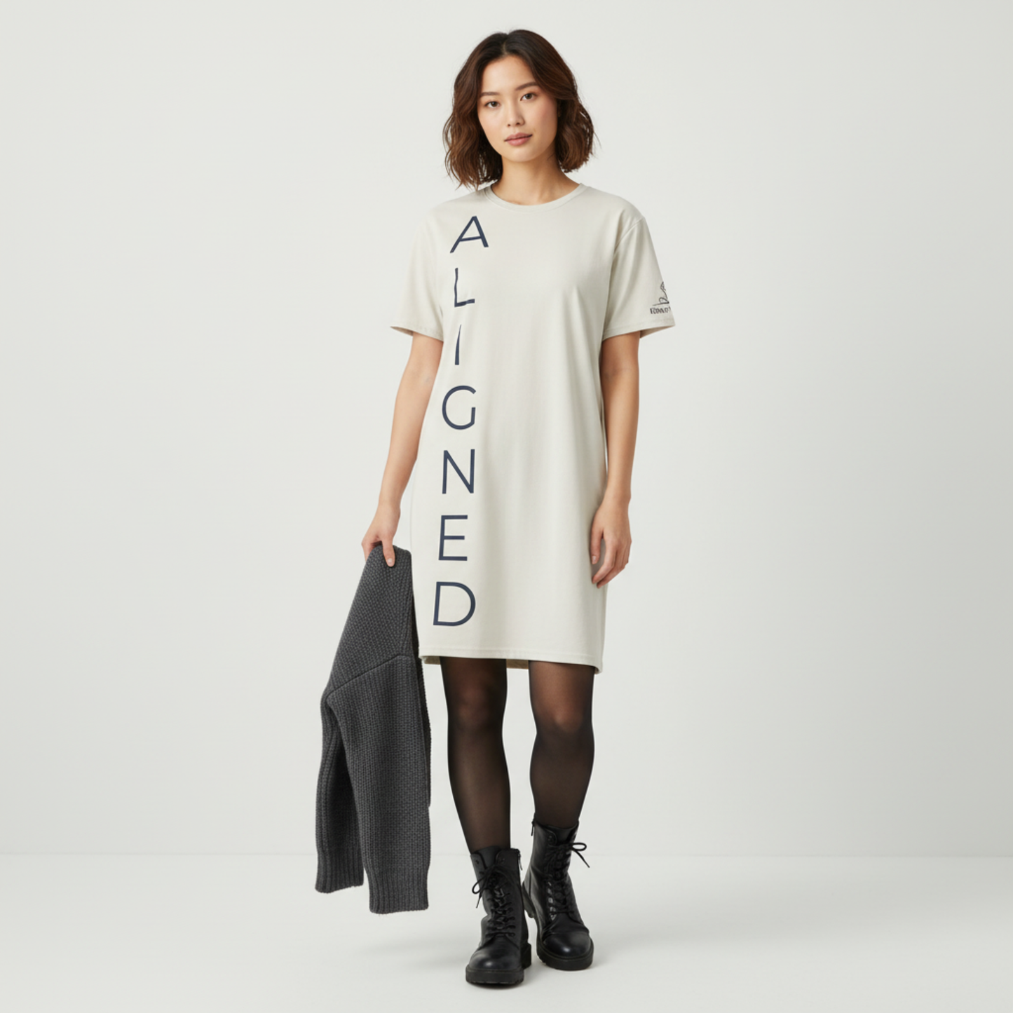 Aligned T-Shirt Dress | Minimalist Statement Dress for Everyday Balance