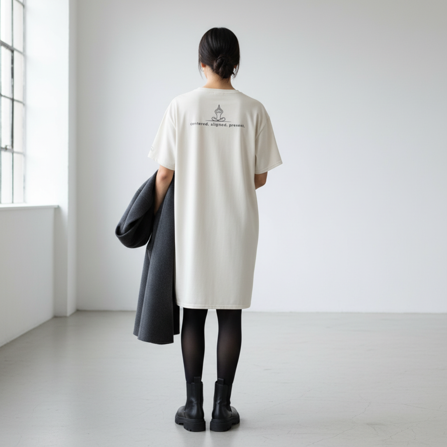 Aligned T-Shirt Dress | Minimalist Statement Dress for Everyday Balance