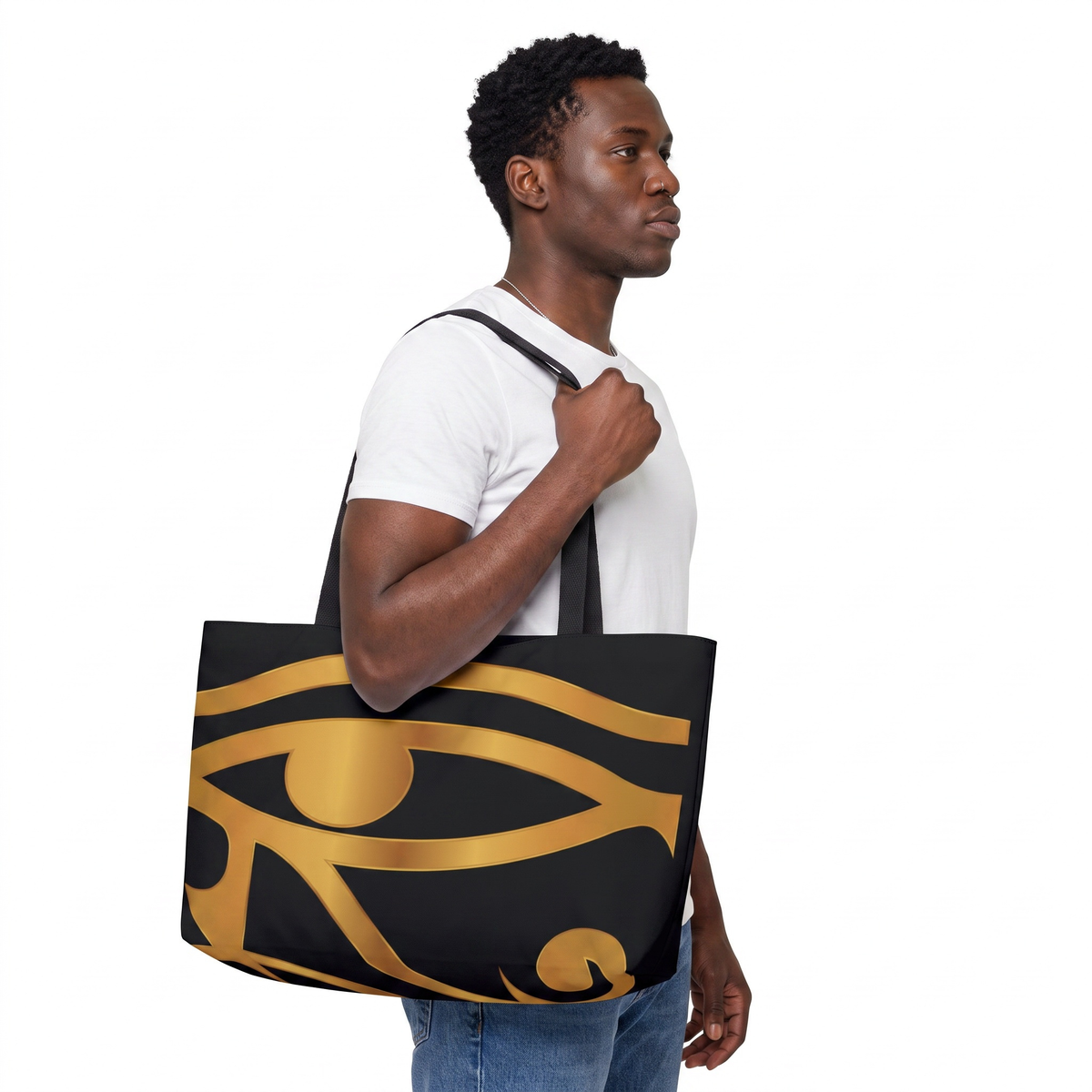 Weekender Tote Bag | Aya Bogolan Ghana Eye of Horus | Kinky Nomad