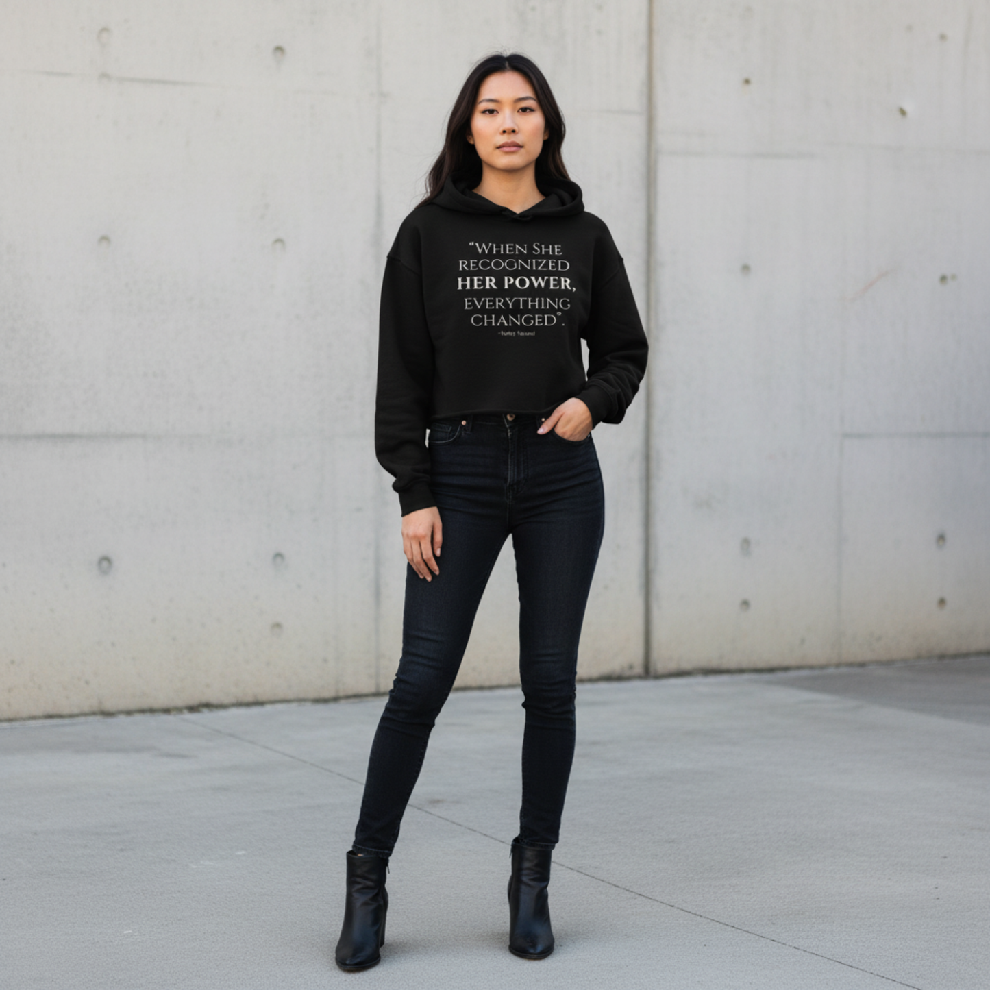 Her Power Cropped Hoodie – “Everything Changed” Statement Sweatshirt by Kinky Nomad