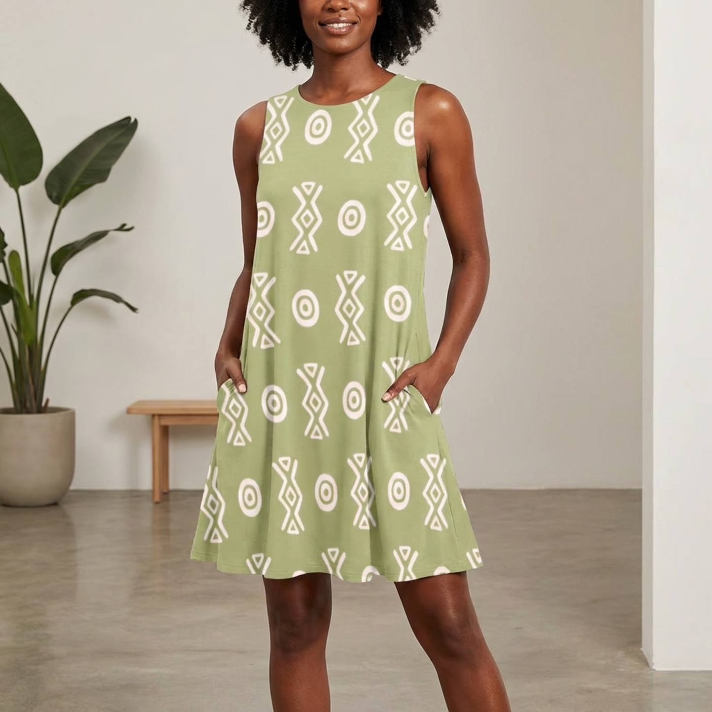 Savanna Moss A-Line Pocket Dress | Sleeveless Boho Summer Dress – Kinky Nomad