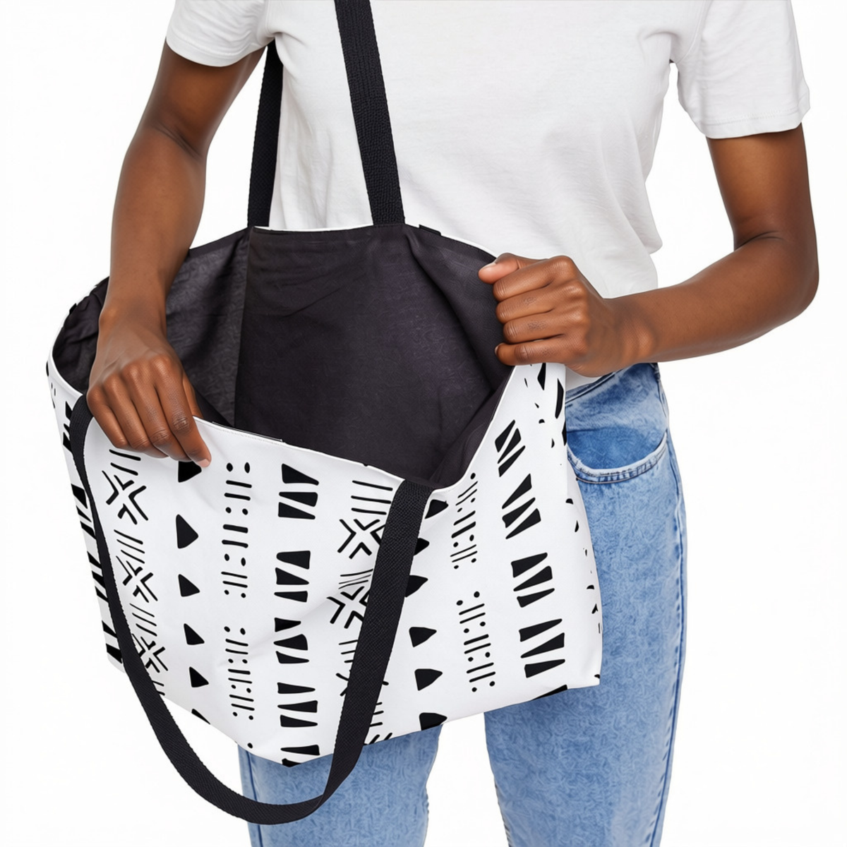 Weekender Tote Bag | Aya Bogolan Ghana Eye of Horus | Kinky Nomad