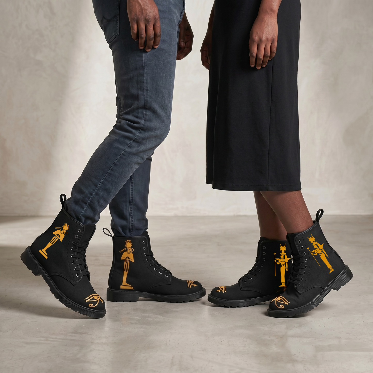 Isis & Osiris Martin Boots | Kemet Series | Black & Gold | Kinky Nomad