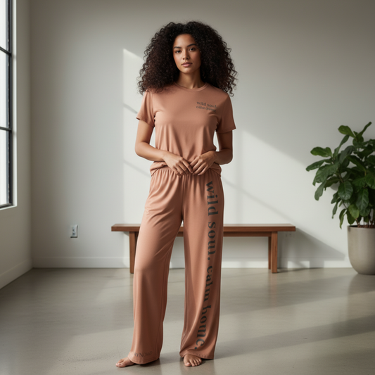 Wild Soul, Calm Home SoftStyles Set | Unisex T-Shirt & Wide-Leg Pant Matching Set