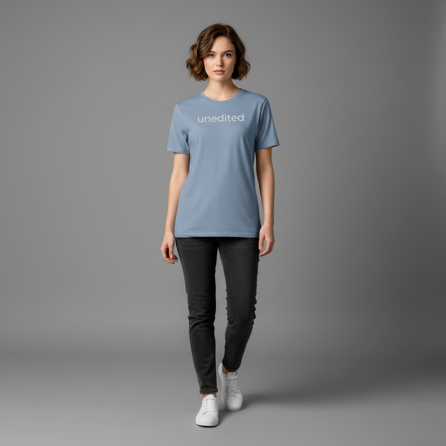 Unedited Cotton Tee – Empowering Minimalist Graphic T-Shirt | Soft Midweight Everyday Top cotton crew neck t-shirt
