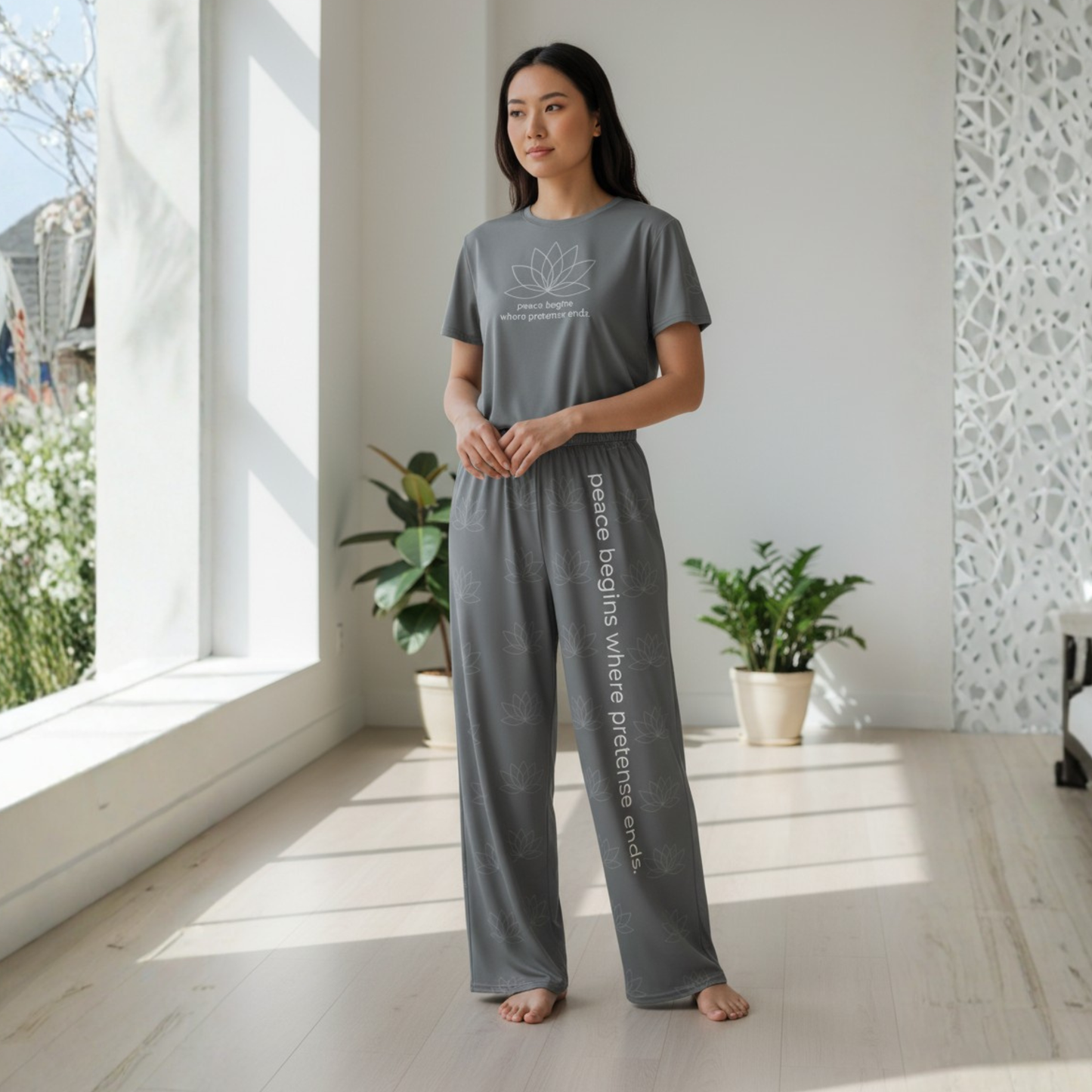 Peace Begins Where Pretense Ends SoftStyles Set | Unisex T-Shirt & Wide-Leg Pant Set