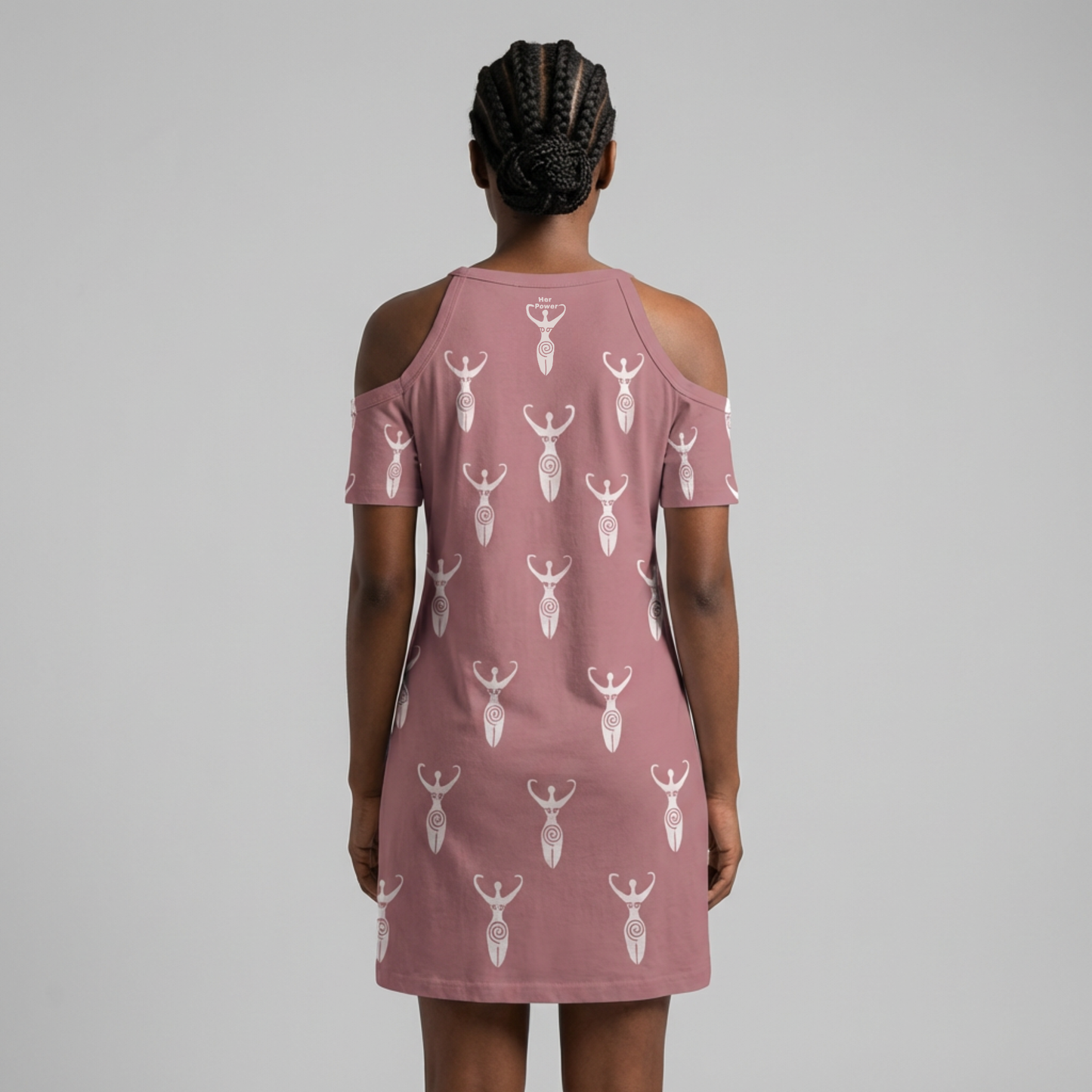 Power Goddess Cold Shoulder Short Sleeve V Neck Dress