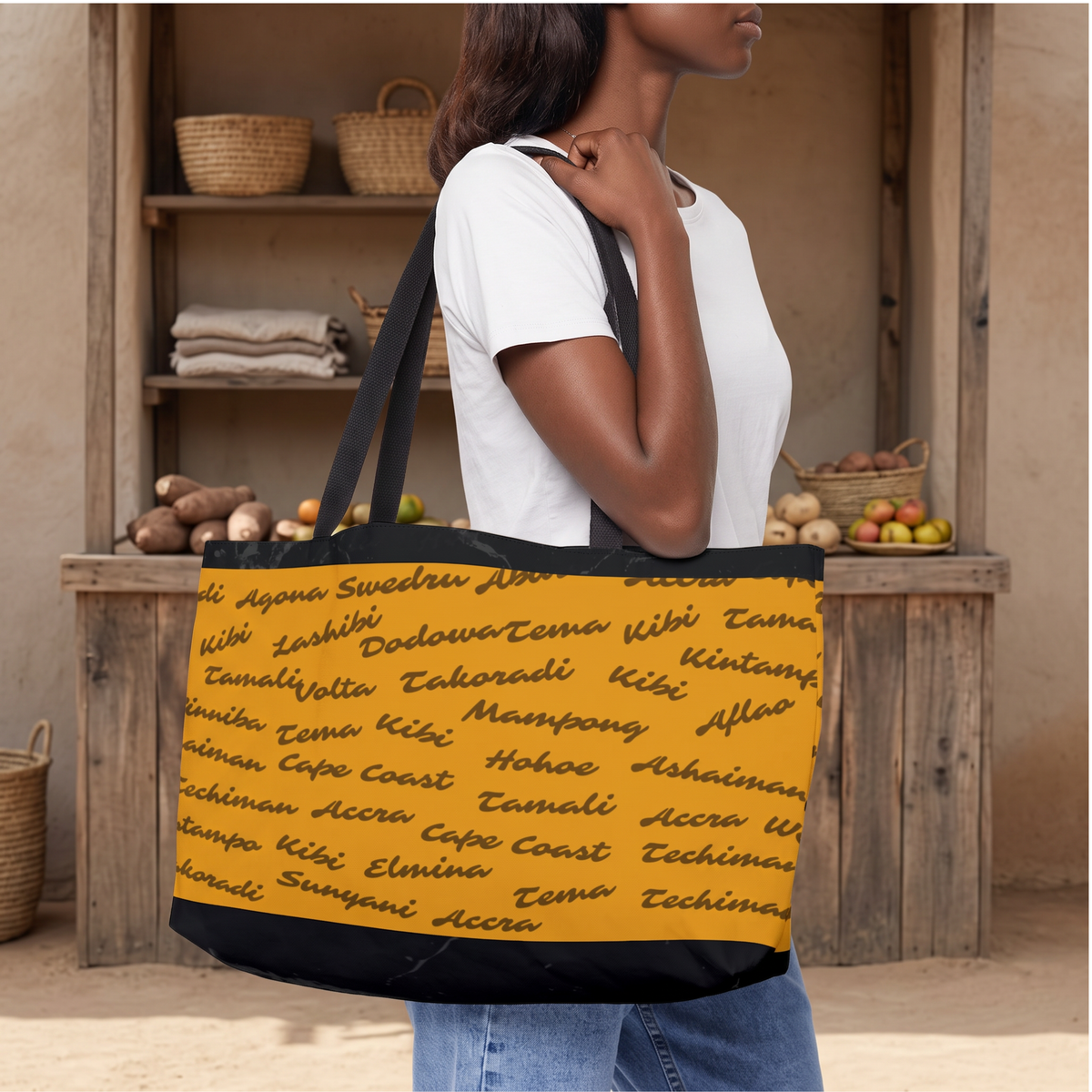 Weekender Tote Bag | Aya Bogolan Ghana Eye of Horus | Kinky Nomad