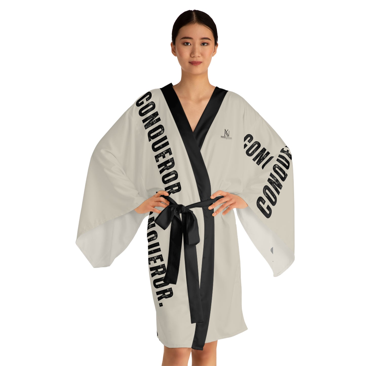 SHE She Conquered Kimono Robe – Empowering Long Sleeve Statement Kimono with Belt