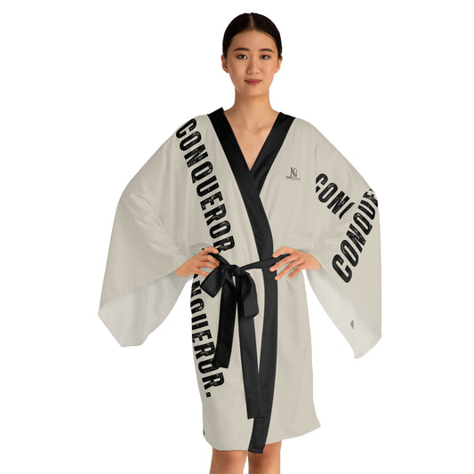 SHE She Conquered Kimono Robe – Empowering Long Sleeve Statement Kimono with Belt