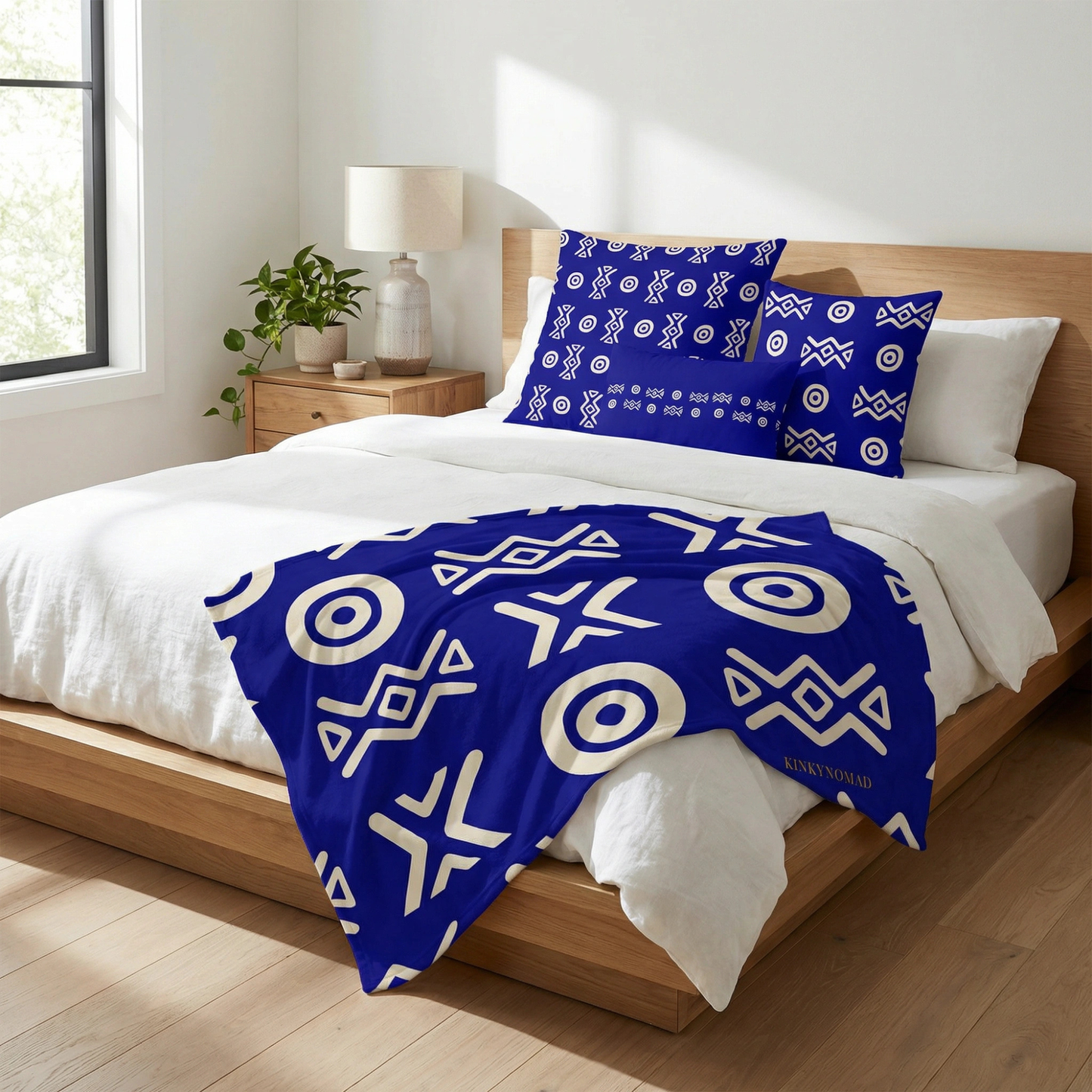 Savanna Indigo Throw Pillow (22x22, 18x18, Lumbar 20x12)