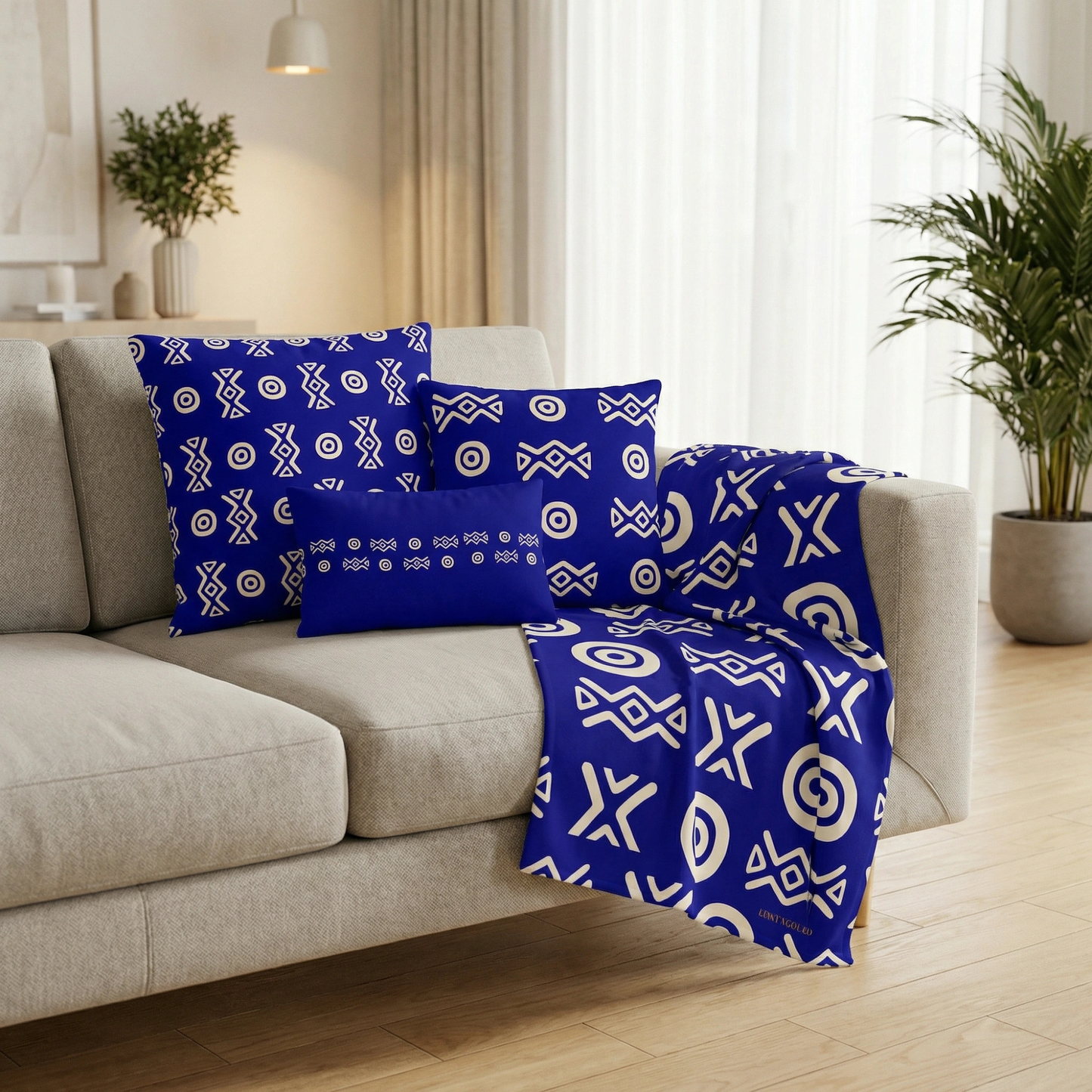 Savanna Indigo Throw Blanket (30x40, 50x60, 60x80)